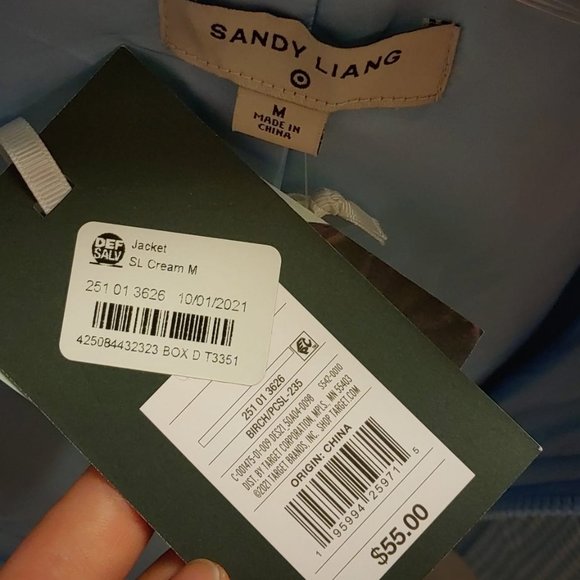 Sandy Liang for Target Cream Sherpa & Baby Blue Gingham Pocket Jacket - Picture 10 of 10